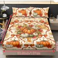 thumbnail image 4 of Jeiento Fall Pumpkin Bow Printed Bedding Set 2 Decorative Pillow Covers with Deep Pocket Fitted Sheet, Soft Breathable Bed Cover for Autumn Harvest Thanksgiving Bedroom, King Size, 4 of 7