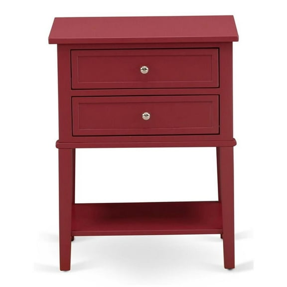 Atlin Designs 16" Wood Nightstand with 2 Drawers in Burgundy Red