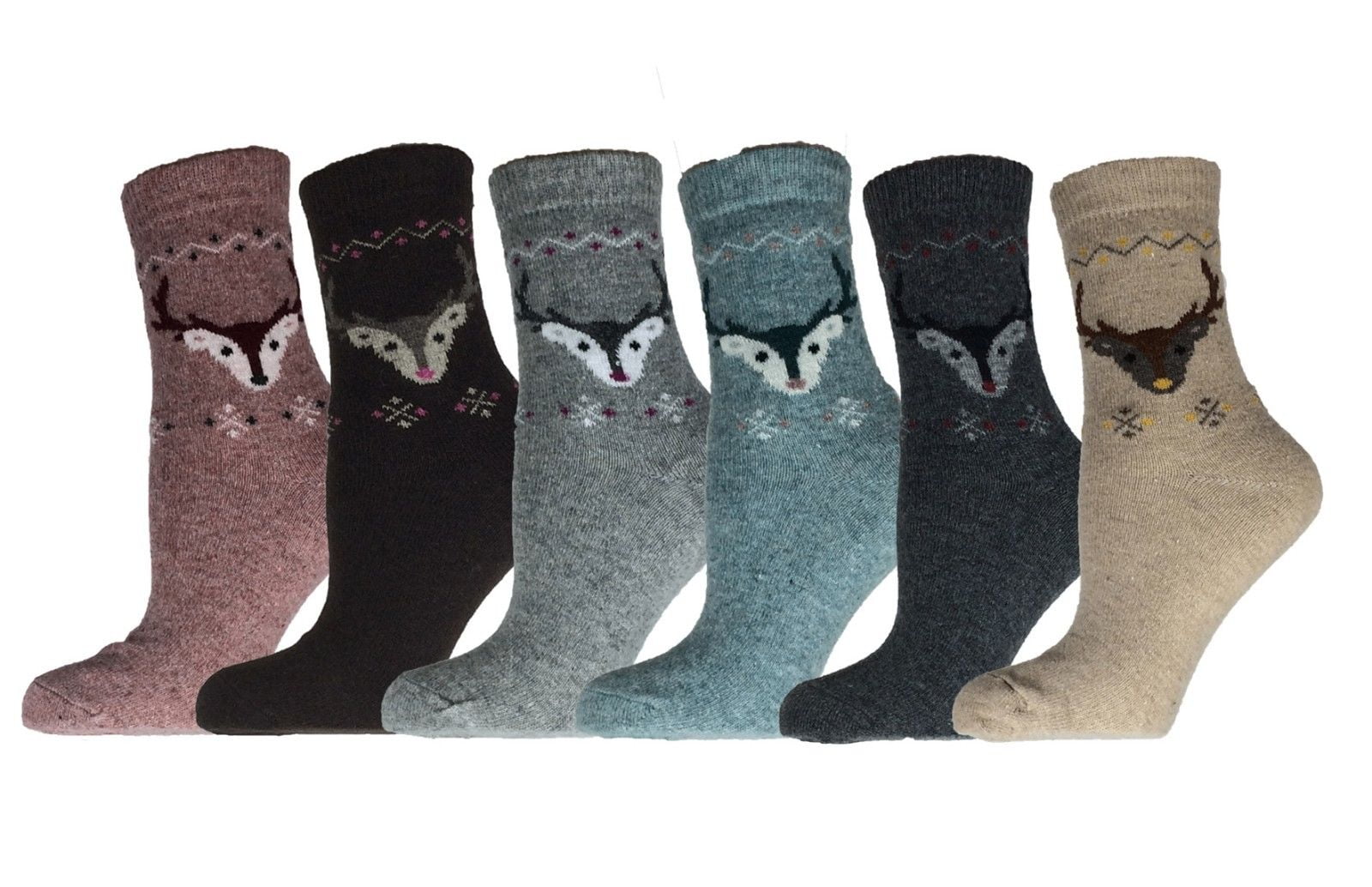 Women's 6 Pair Socks Size 69 Wool Warm Winter Crew Socks