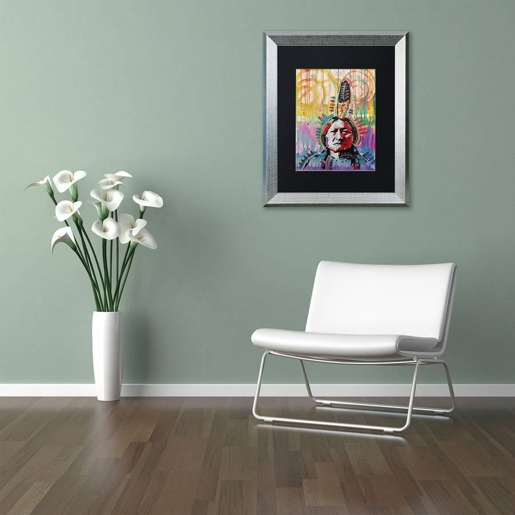 Trademark Fine Art "Sitting Bull 2" Canvas Art by Dean Russo, Black Matte, Silver Frame