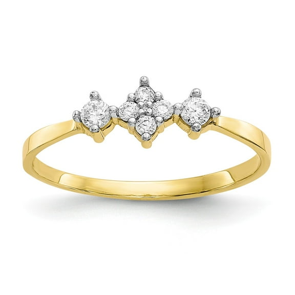 10K Yellow Gold Ring Band Fashion Cubic Zirconia CZ White