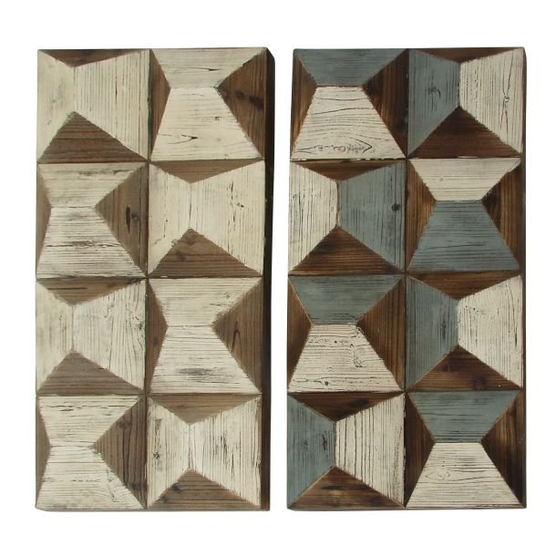 Decmode Farmhouse 40 X 19 Inch Distressed Geometric Design Wooden Wall Panels White Set Of 2 Walmart Com Walmart Com