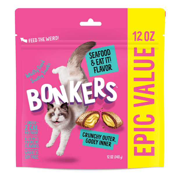 Bonkers Crunchy and Soft Cat Treats Seafood & Eat It! Flavor 12oz