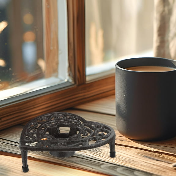 WHAMVOX Tea Warmer Cast Iron Tea Pots Warmer With Tealight Candle Holder Heart Teapot Stand Brewing Tea Coffee Tripod Rack For Party Desk Heater