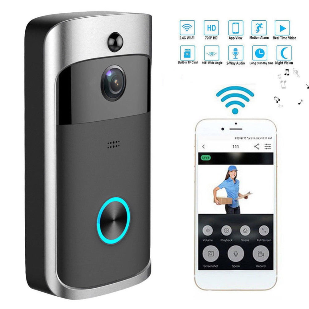Wireless Smart Doorbell,EwiseeLive WiFi Video Doorbell,720P HD Security Camera with Two-Way Talk &Video,PIR Motion Detection,Night Vision,2 Rechargeable Batteries for iOS Android Google and Smart home