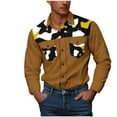 thumbnail image 4 of ZCFZJW Camo Western Cowboy Shirts for Men Casual Fall Long Sleeve Button Down Patchwork Stretch T-Shirts Loose Lightweight Collared Work Tops with Pockets Gold#02 XXXL, 4 of 7