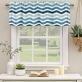 thumbnail image 2 of Teal Blue Stripes Ombre Curtain Valances for Windows, Kitchen Valance Window Treatments Panel 2 Pack, Gradient White Geometric Ocean Wave Rod Pocket Short Curtains for Bathroom Bedroom 60 x 18 Inch, 2 of 8