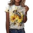 thumbnail image 3 of Bee And Flowers T-Shirts Casual T-Shirt Short Sleeve Women Trendy Tshirt Beach Custom Tops, 3 of 5