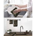 thumbnail image 5 of Black Spring Floral Kitchen Dish Towels for Drying Dishes Set of 2, Elegant Pastoral Flowers Birds Retro Art Waffle Weave Microfiber Hand Tea Bathroom Towels Quick Dry & Absorbent Towel 12x12, 5 of 7