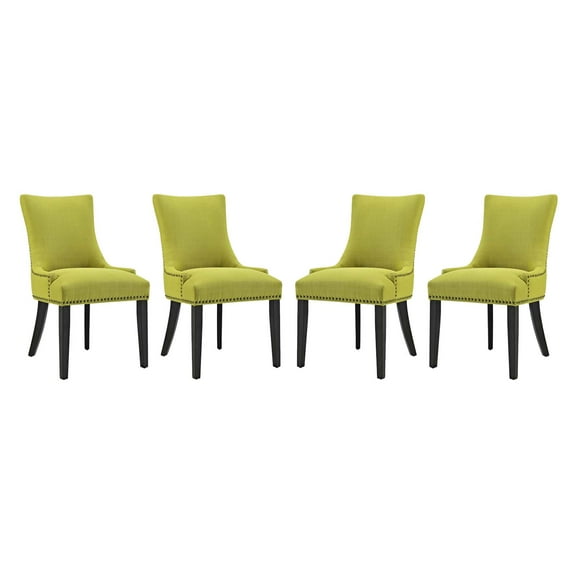 Modway Marquis 20.5" Rubberwood and Fabric Dining Chair in Wheatgrass (Set of 4)