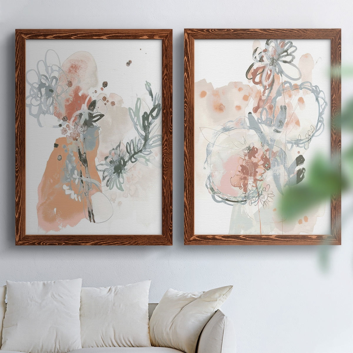 Petal Drift I - Premium Framed Canvas 2 Piece Set - Ready to Hang