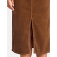 thumbnail image 4 of Time and Tru Women's Corduroy Midi Skirt with Front Slit, Sizes 0-20, 4 of 5