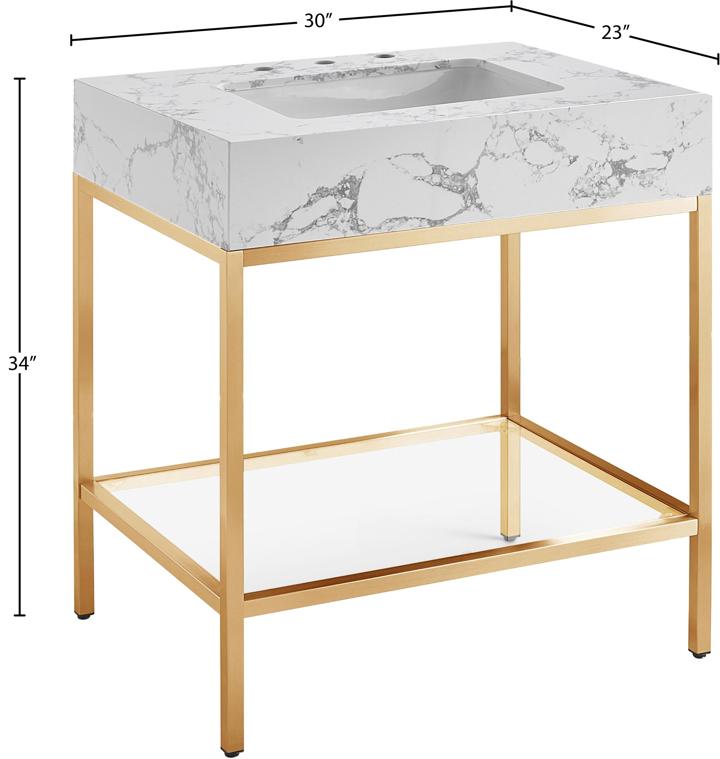 Meridian Furniture Marmo White Engineered Stone Bathroom Vanity