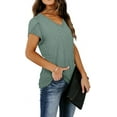 thumbnail image 3 of Anyjoin Womens Tops Casual V Neck Summer Petal Sleeve T-Shirt, 3 of 4