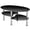 Black, variant on Modern Oval Coffee Table, Tempered Glass Center Table with Metal Legs for Living Room Home Decor Furniture,Black