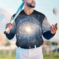 thumbnail image 5 of Hirioo The Galaxy for Men's Baseball T-shirt Shirts Short Sleeve Casual Summer Button Stretch T Shirts,Size S-4XL-4X-Large, 5 of 7
