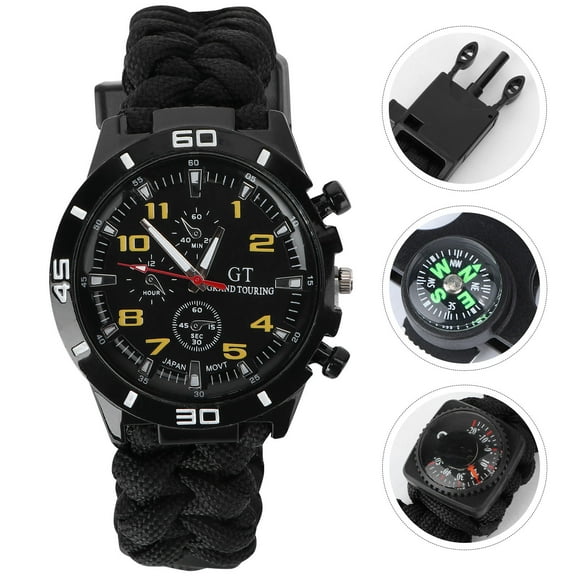 WRITWAA 3-in-1 Outdoor Mountaineering Watch with Compass Thermometer for Hiking Camping Adventure