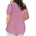 thumbnail image 4 of Yubnlvae Solid V-Neck Pocket T-Shirt - Soft Cotton Basic Top for Work & Casual Outings (Everyday Essentials), Women's V-Neck Solid Color T-Shirt Loose Fit Pocket Casual Basic Top, Pink, Xxl, 4 of 5
