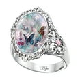 thumbnail image 2 of SPRING PARK Vintage Oval Cut Enamel Flower Butterfly Ring Wedding Promise Ring Engagement, 2 of 6