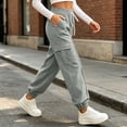 thumbnail image 4 of Qingpeng Womens Elastic Drawstring Waisted Cargo Jogger Sweatpants Flap Cargo Pockets Vertical Seam Soft Knit Casual Streetwear Pants for Women, 4 of 6