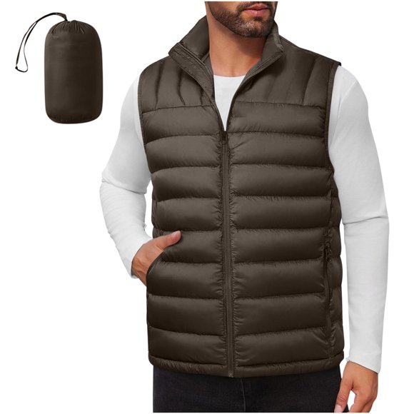 Mens Jacket,Casual Lightweight Solid Color Sleeveless Multifunctional Storage Warm Windproof Travel,Mens Travel