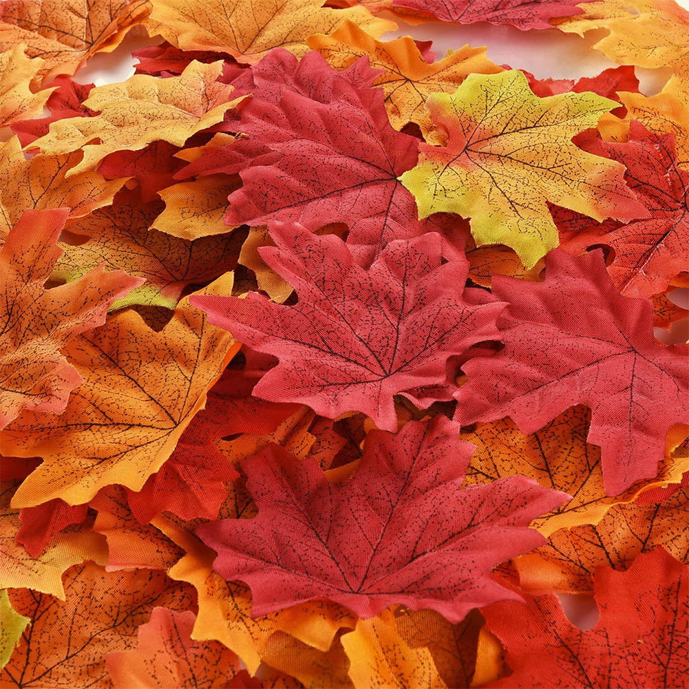 Multicolor Hotop 150 Pieces Maple Leaves Artificial Maple Leaves Autumn Fall Maple Leaf for Art Scrapbooking Wedding House Decorations Christmas Party or Thanksgiving Day Decor