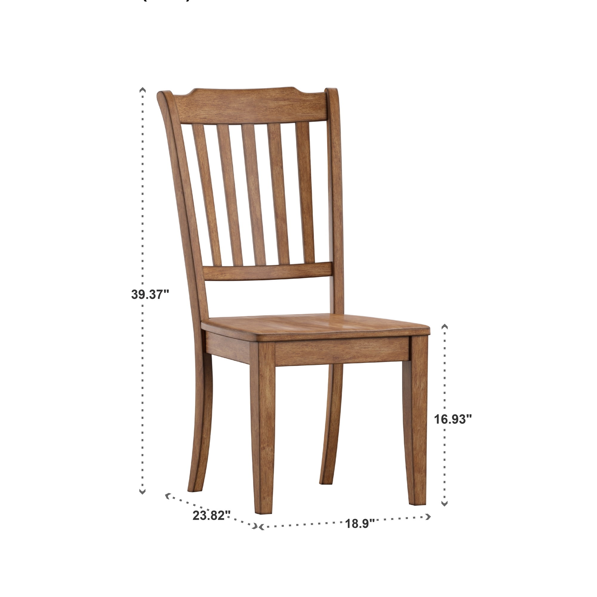 Weston Home Farmhouse Slat Back Wood Dining Chairs, Set of 2, Oak Finish