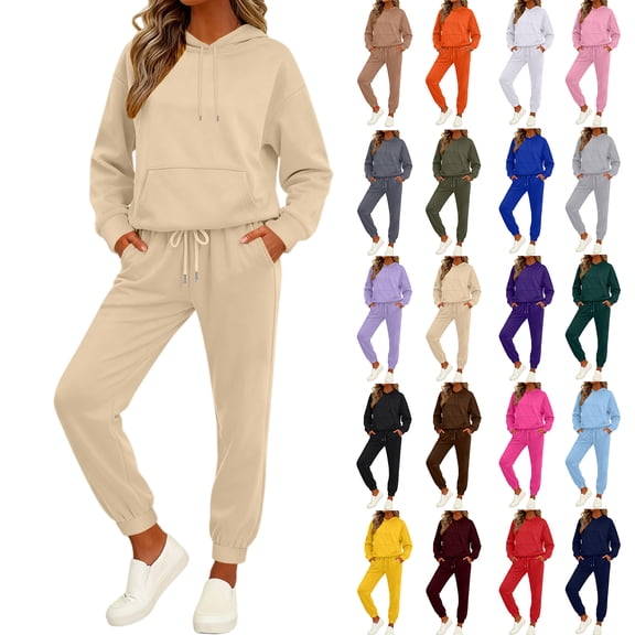 Women's 2 Piece Sweatsuits Hoodie Oversized Fleece Long Sleeve Lounge Sets Baggy Sweatpants With Pockets Fall 2025 Tracksuits Army Green XXL