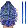 thumbnail image 1 of Lace Front Wigs Human Hair Color Card Wig Piece Long Straight Hair Single Card Two Piece Color Hair Extension Piece Gradient Hanging Ear Bleach Dyed Wig, 1 of 8