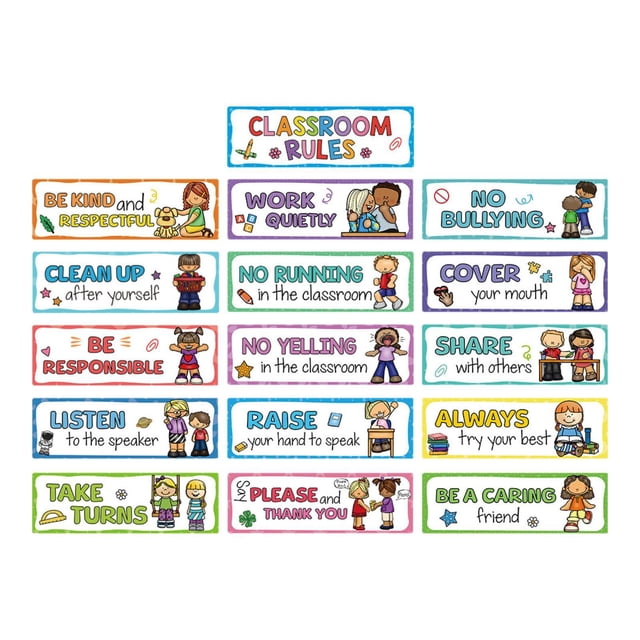 16 carteles educativos sobre reglas de aula, comportamiento, contenido educativo, decoración de pared, gráficos de buenos hábitos y modales para