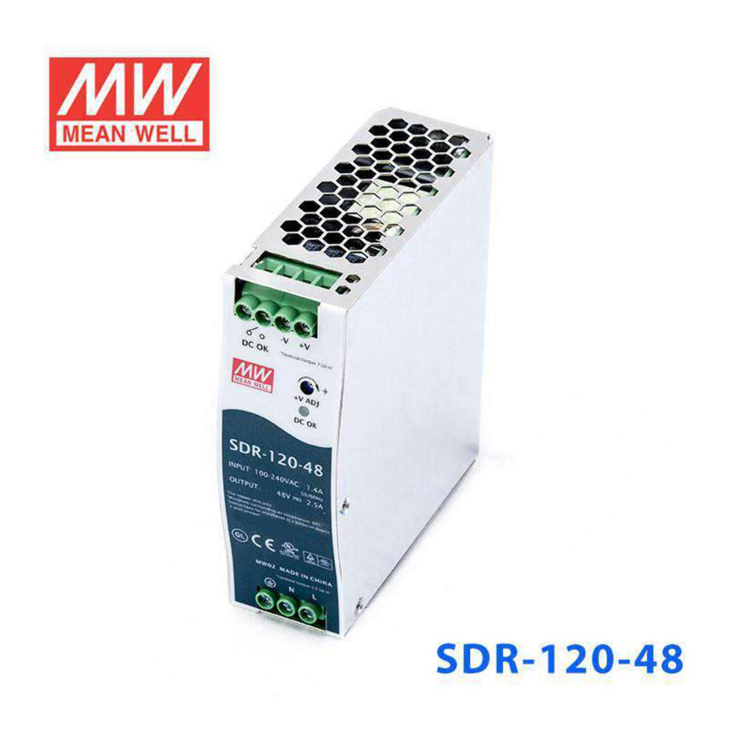 Mean Well SDR-120-48 Single Output Industrial Power Supply 120W 48V - DIN Rail