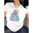 thumbnail image 1 of Women's Halloween Skull Graphic Tee - Casual & Sporty, Crew Neck, Short Sleeve, Stretch Fabric, Machine Washable, 1 of 7
