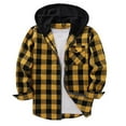 thumbnail image 3 of Makaor Kids Boys Girls Shacket Toddler Hooded Jacket Plaid Zip up Long Sleeve Coat Fall Winter Outerwear Yellow 160, 3 of 3