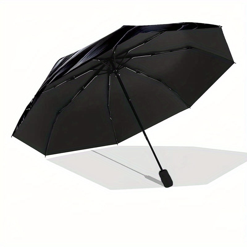 1 automatic opening and closing dragon patterned umbrella -8-bone structure, sturdy and durable, portable travel umbrella (black/purple accents)