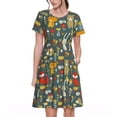 thumbnail image 1 of Balery Cute Animal Forest Vestidos sueltos de manga corta para mujer, vestidos de verano 2025, vestidos casuales de corte A con vuelo., 1 of 6