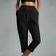 thumbnail image 4 of Mujer Casual Color Sólido Bolsillos Cintura Elástica Cómodos Pantalones Rectos Hasta La Pantorrilla Odeerbi ODB-6, 4 of 7