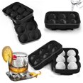 thumbnail image 3 of Bandeja para cubitos de hielo,Bandejas de cubitos de hielo de silicona,Paquete de 2 moldes para cubitos de hielo de 6 esferas Juego de moldes para cubitos de hielo de silicona de liberación fácil para whisky y cócteles Negro,juego de 2 piezas JM, 3 of 5