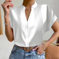 thumbnail image 2 of Birdeem Hauts Unis pour Femmes T-Shirts à Boutons Col en V Blouse, 2 of 9