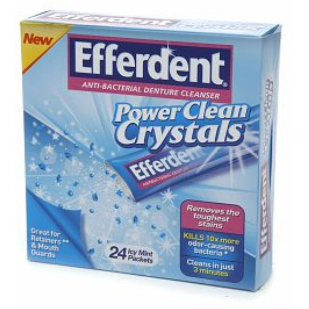 Efferdent Power Clean Crystals, AntiBacterial Denture Cleaner, Icy