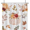 thumbnail image 2 of Fall Pumpkins Shower Curtain Maple Leaf Blooming Floral Shower Curtains for Bathroom Autumn Thanksgiving Home Bath Decor Family Camping Waterproof Shower Curtain with Hooks 72x72 Inches, 2 of 6