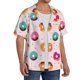 thumbnail image 2 of Balery Colorful Donuts Camisa Casual de Manga Corta con Botones para Hombre, Texturizada, Estilo Cubano, para Playa, Verano-Small, 2 of 5