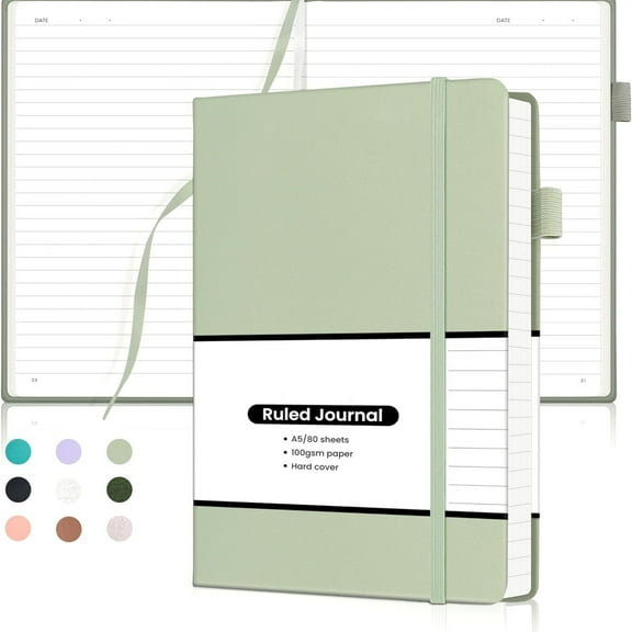 Lined Journal Notebook, Hardcover Numbered College Ruled Journal, Medium