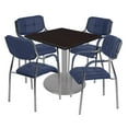 thumbnail image 2 of Via 42" Square Platter Base Table- Mocha Walnut/Grey & 4 Uptown Side Chairs- Navy, 2 of 7