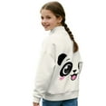 thumbnail image 2 of COEQINE Girls Quarter Zip Pullover, Long Sleeve Loose Fit Sweatshirt with Collar, Soft Polyester Fabric Machine Washable, Cute Casual Style for 13-14 Years, Lovely Panda Beige, 2 of 7