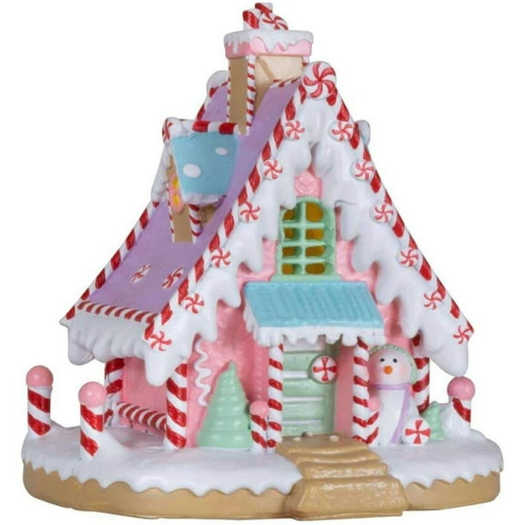 6" LED Pastel Gingerbread House