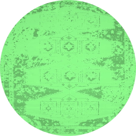 Ahgly Company Indoor Round Abstract Emerald Green Contemporary Area Rugs, 6' Round