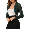 thumbnail image 4 of MODA NOVA Juniors Floral Lace Sheer Open Front Bolero Shrug Cropped Cardigan, 4 of 6