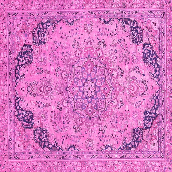 Ahgly Company Indoor Square Abstract Pink Modern Area Rugs, 5' Square