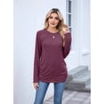 thumbnail image 5 of Womens Sweaters Long Sleeve Shirts Fall Fashion Trendy Tops Ruched Outfits Winter Clothing Wine Red S, 5 of 9