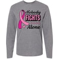 thumbnail image 3 of Inktastic Breast Cancer Awareness Nobody Fights Alone Pink Ribbon Long Sleeve T-Shirt, 3 of 5